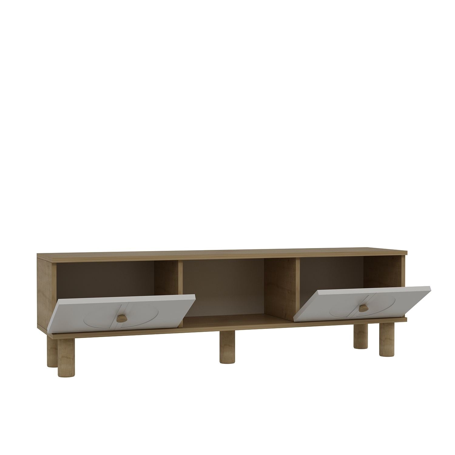 Móvel de TV – 150 cm x 40,6 cm – Carvalho Safira e Branco – MDF