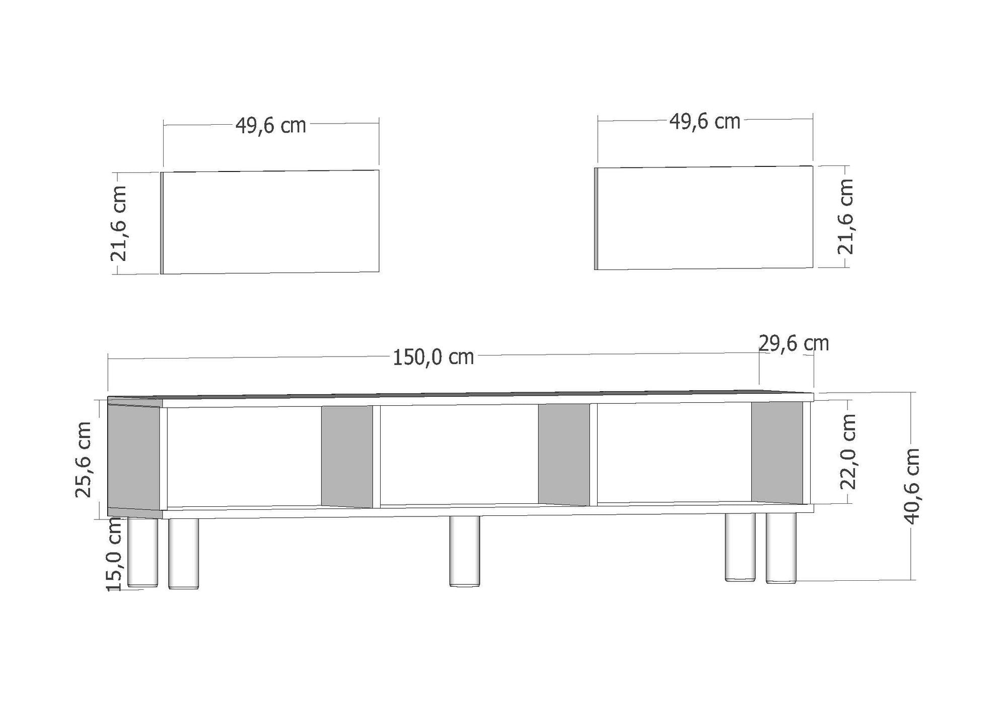 Móvel de TV – 150 cm x 40,6 cm – Carvalho Safira e Branco – MDF
