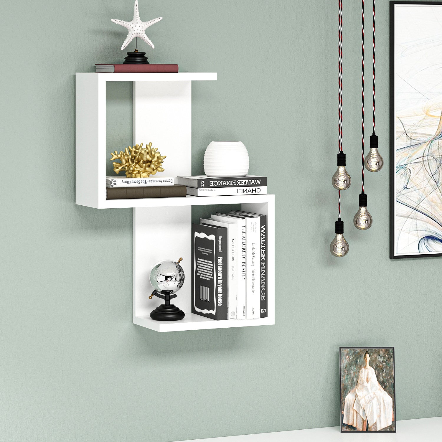 Prateleira de parede moderna, branca, 29,8 x 60 x 16,4 cm | Painel de partículas 100% revestido em melamina, 18 mm de espessura | Suporte de parede multiuso para casa e escritório