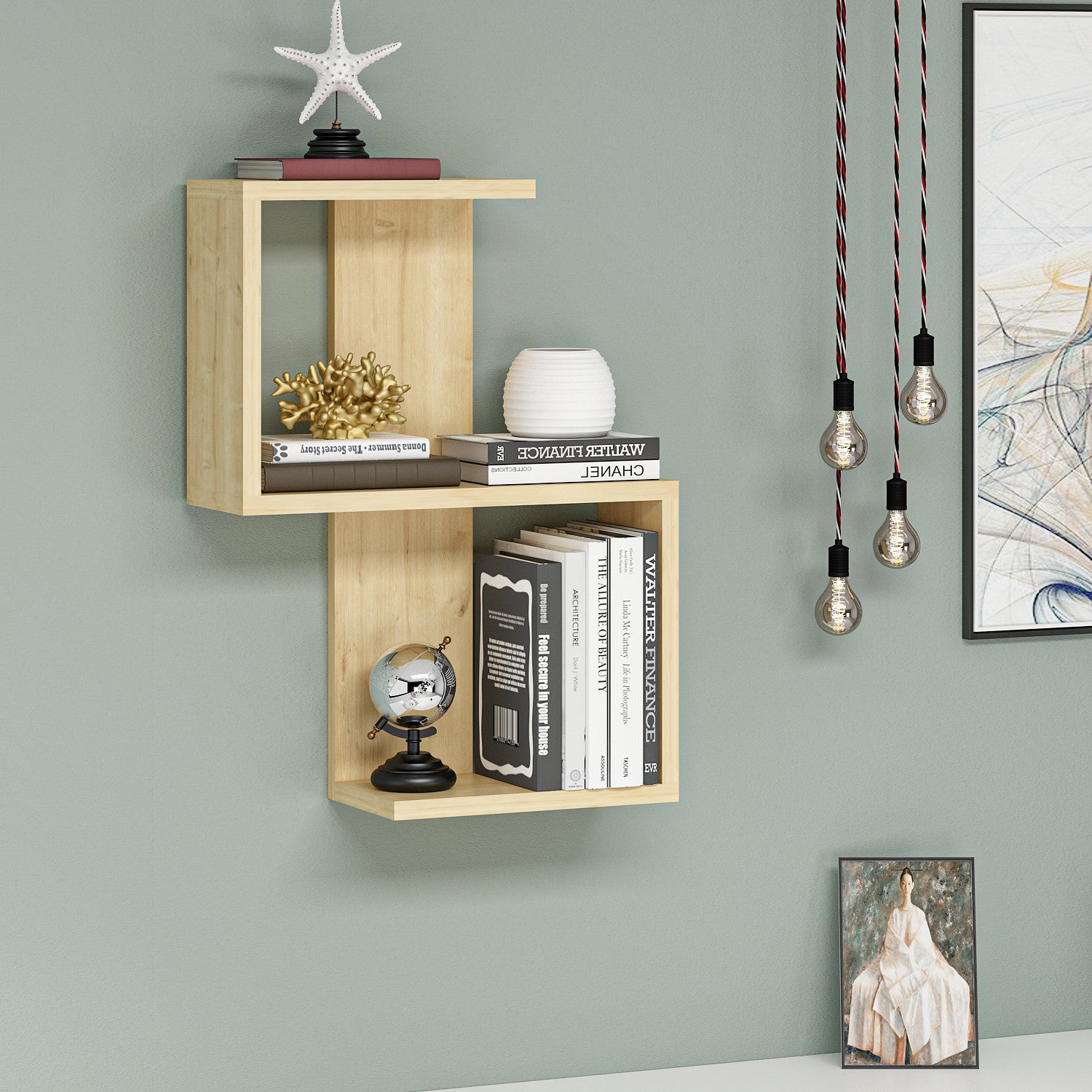 Prateleira de Parede Safira, 29,8 x 60 x 16,4 cm | Painel de Partículas 100% Revestido com Melamina, 18 mm de Espessura | Suporte Multiuso para Decoração de Casa e Campo