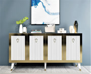 Aparador – 150 cm x 80 cm x 40 cm – Branco e Dourado – MDF revestido em melamina