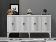 Aparador – 150 x 79 x 40 cm – Branco e Dourado – Painel de Partículas revestido a Melamina