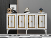 Aparador – 150 x 79 x 40 cm – Branco e Dourado – Painel de partículas revestido a melamina