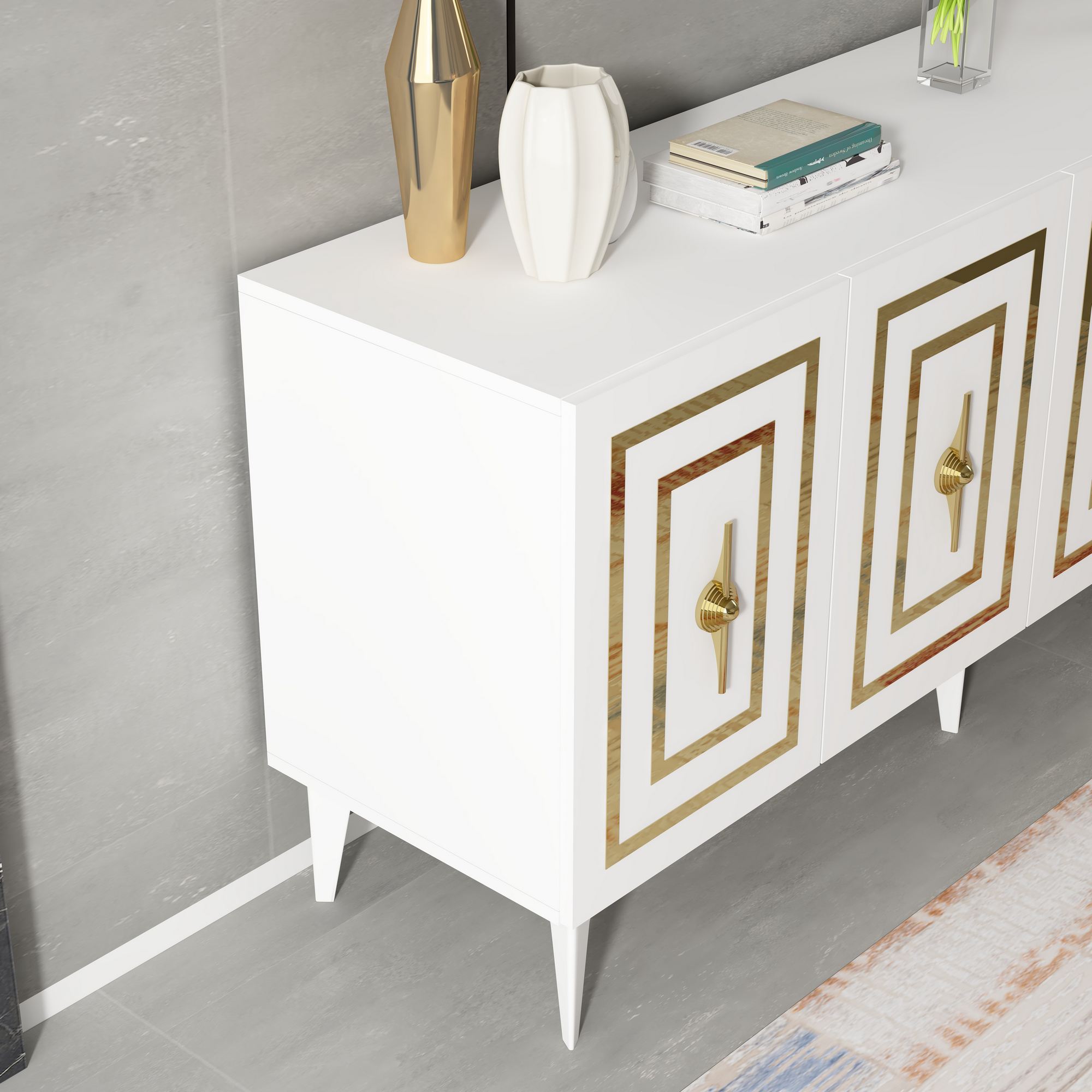 Aparador – 150 cm x 79 cm x 40 cm – Branco – Painel de Partículas revestido a melamina