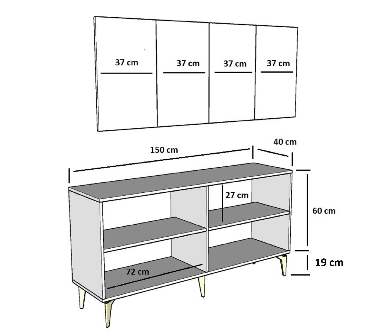 Aparador – 150 cm x 79 cm x 40 cm – Branco – Painel de Partículas revestido a melamina
