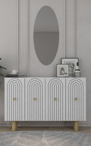 Aparador – 120 cm x 75 cm x 29,6 cm – Branco – Painel de partículas revestido de melamina