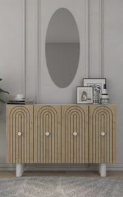Aparador – 120cm x 75cm x 29,6cm – Branco e Carvalho Safira – Aglomerado revestido de melamina