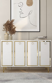 Aparador – 120cm x 75cm x 29,6cm – Branco e Dourado – MDF