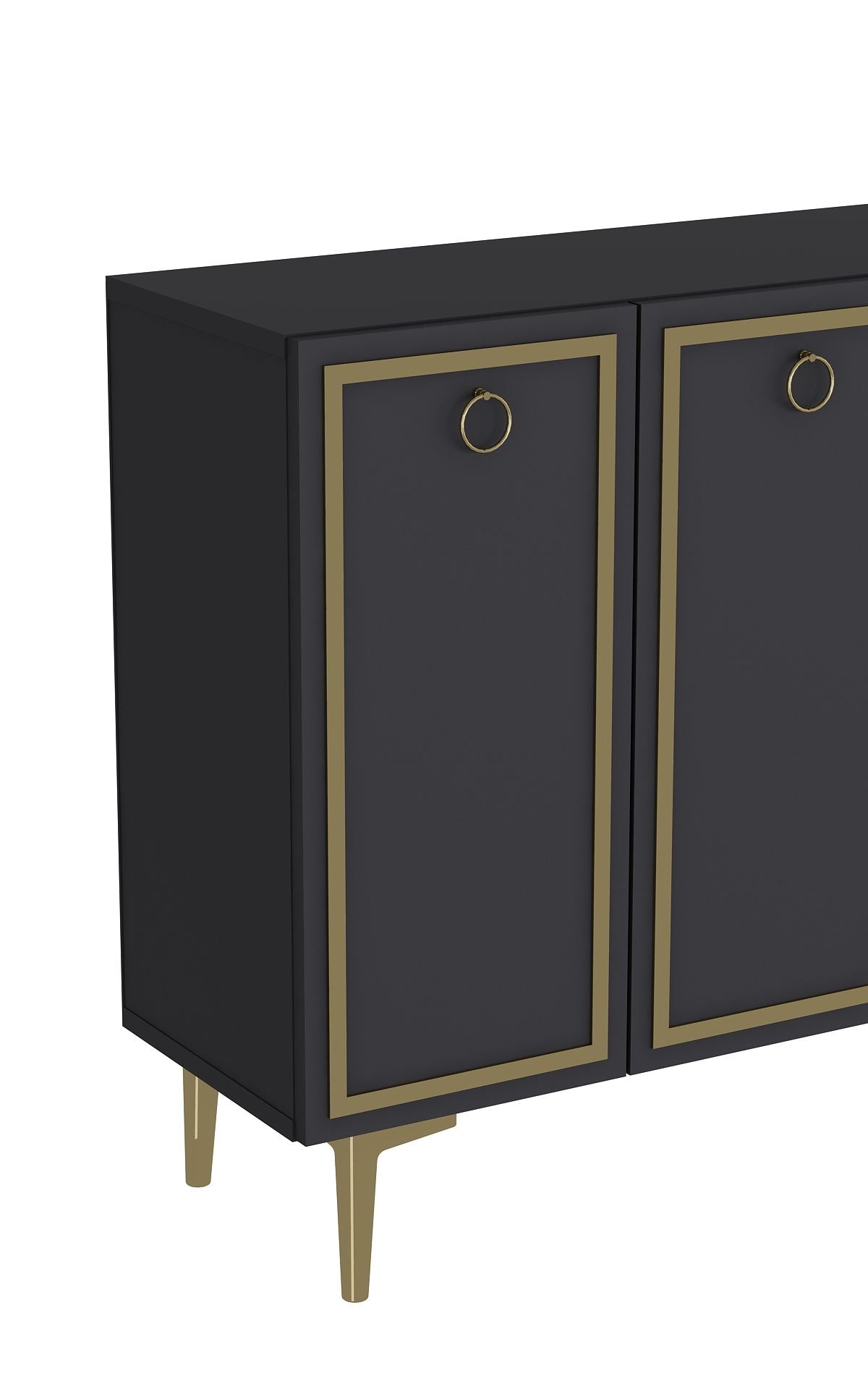Aparador – 120cm x 75cm x 29,6cm – Antracite e Ouro – Aglomerado