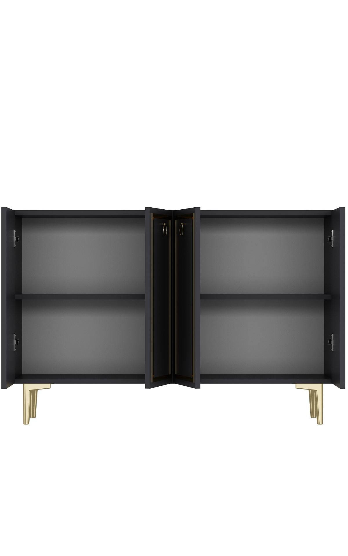 Aparador – 120cm x 75cm x 29,6cm – Antracite e Ouro – Aglomerado
