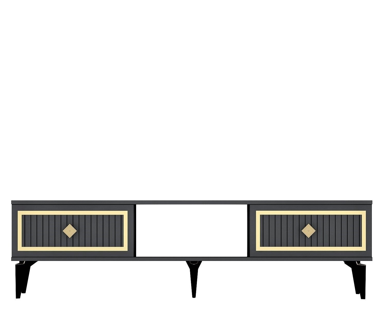 Móvel de TV – 150 cm x 44,6 cm x 29,6 cm – Antracite e Dourado – Melamina