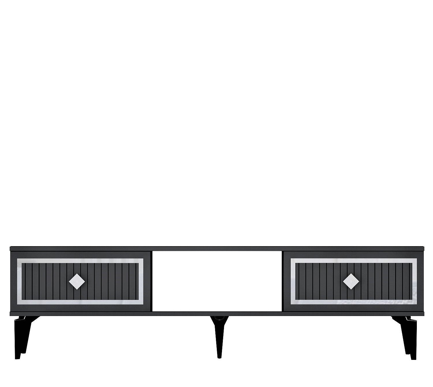 Móvel de TV – 150 cm x 44,6 cm x 29,6 cm – Antracite e Prata – Painel de partículas