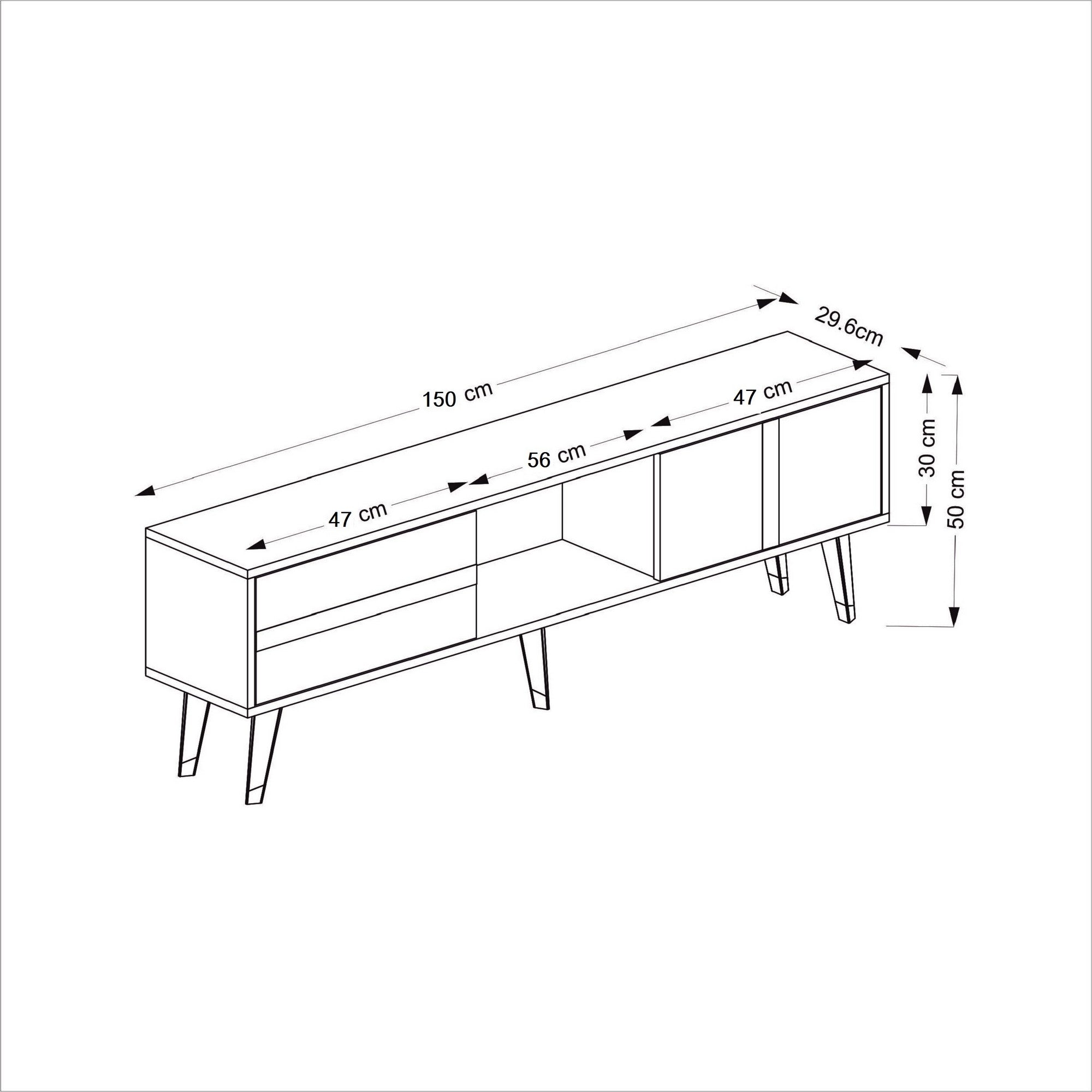 Móvel de TV com Lareira Elétrica – 150 cm x 50 cm x 29,6 cm – Antracite e Dourado – Painel de Partículas Revestido a Melamina