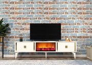 Móvel de TV com Lareira Elétrica – 150 cm – Branco e Dourado – Melamina