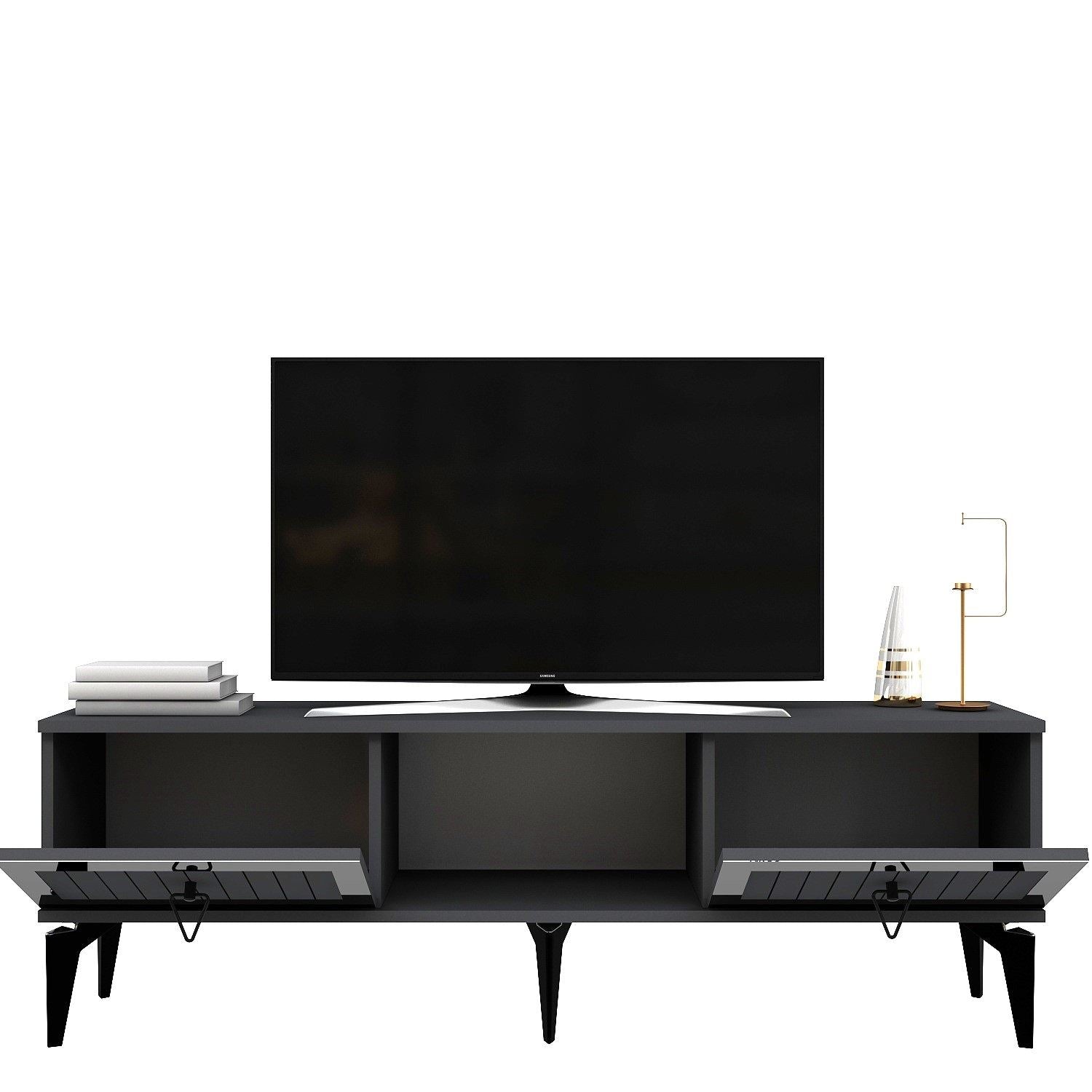 Móvel de TV – 150 cm – Antracite e Prata – Madeira