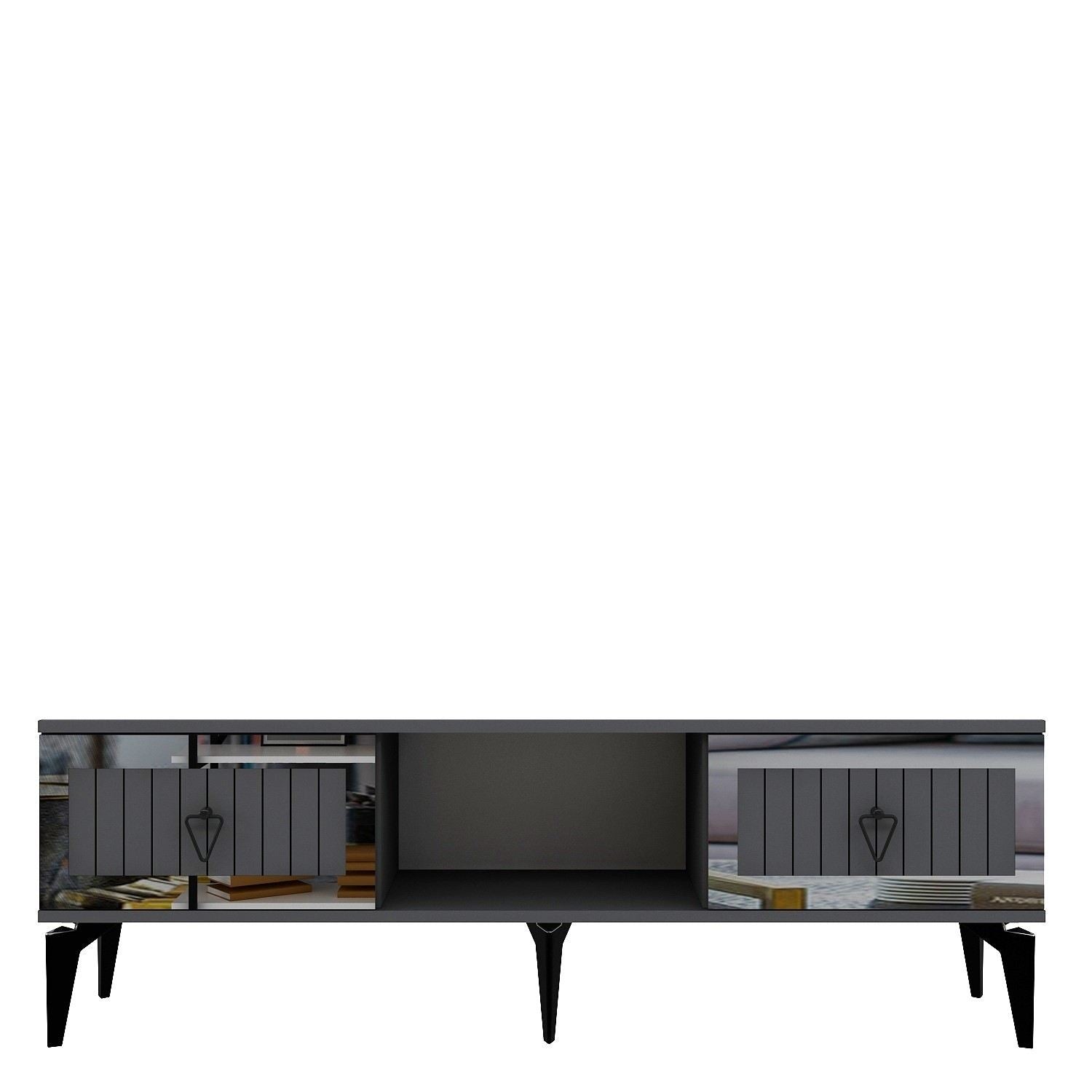 Móvel de TV – 150 cm – Antracite e Prata – Madeira