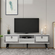 Móvel de TV – 150 cm – Branco e Prateado – Painel de partículas revestido a melamina