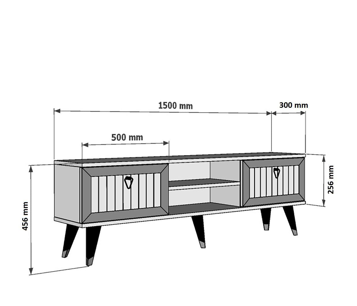 Móvel de TV – 150 cm – Branco e Prateado – Painel de partículas revestido a melamina