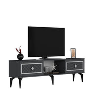 Móvel de TV – 150 cm – Antracite e Prata – Painéis de Partículas