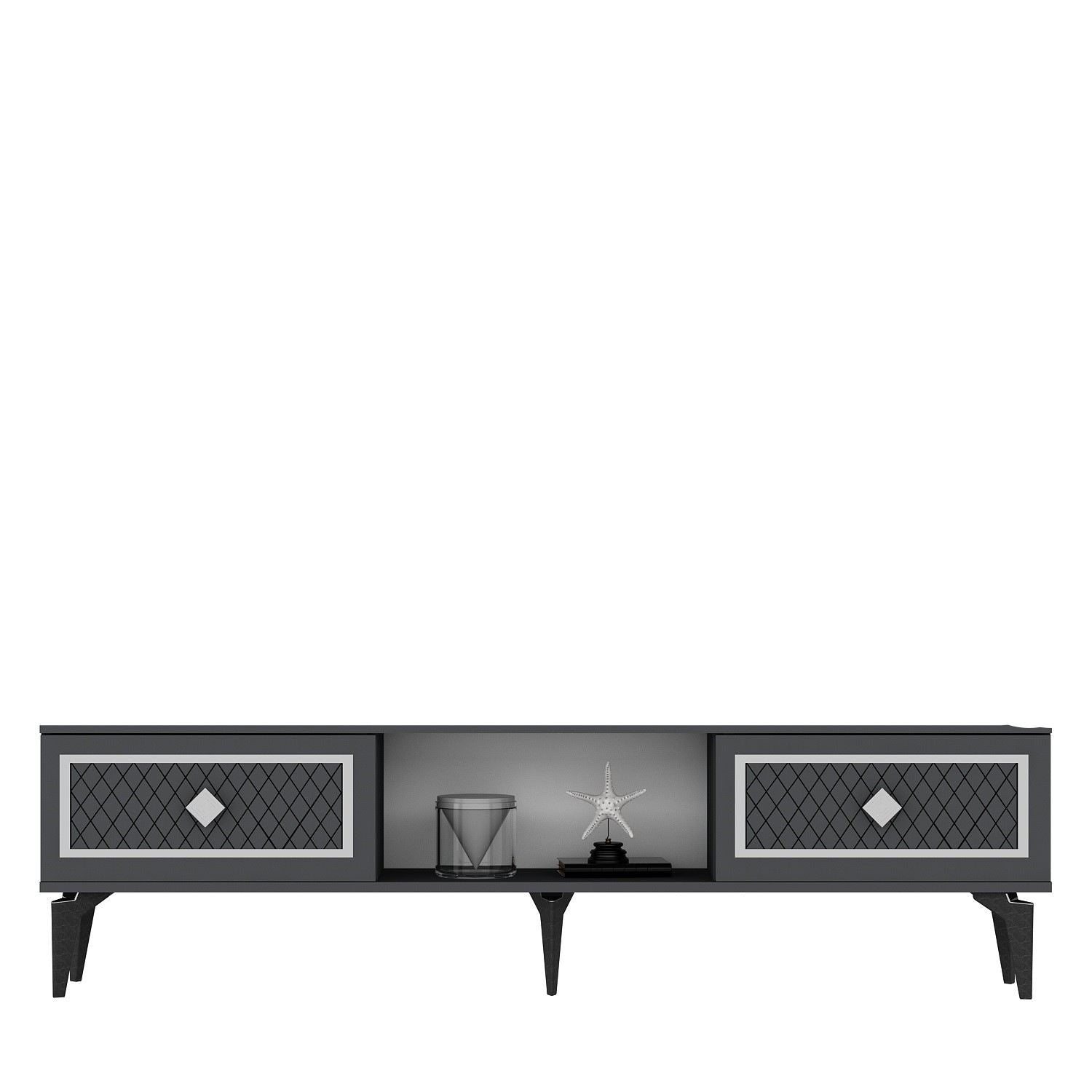 Móvel de TV – 150 cm – Antracite e Prata – Painéis de Partículas