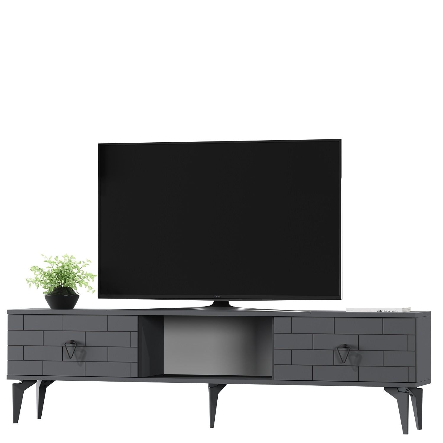 Móvel de TV – 150 cm x 44,6 cm x 29,6 cm – Antracite – Painel de partículas revestido a melamina