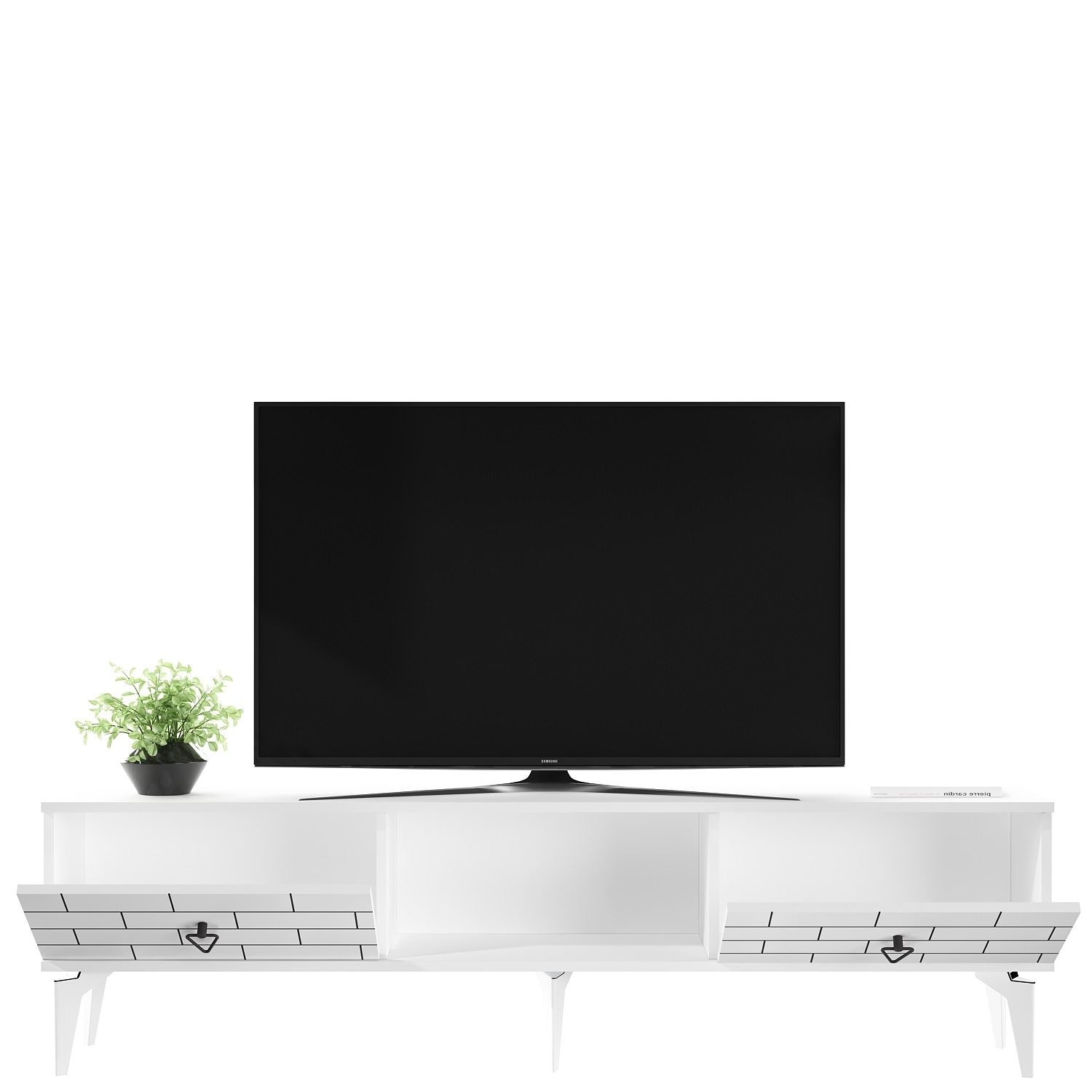 Móvel de TV – 150 cm largura – Branco – Painel de partículas revestido a melamina