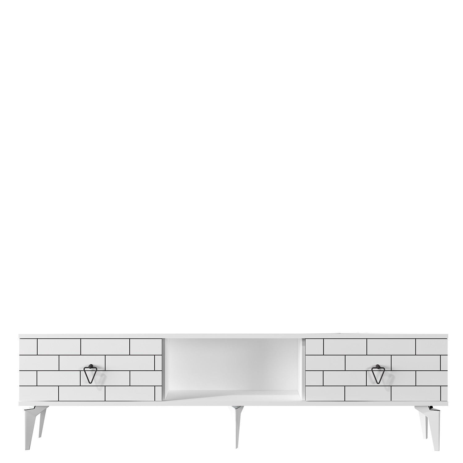 Móvel de TV – 150 cm largura – Branco – Painel de partículas revestido a melamina