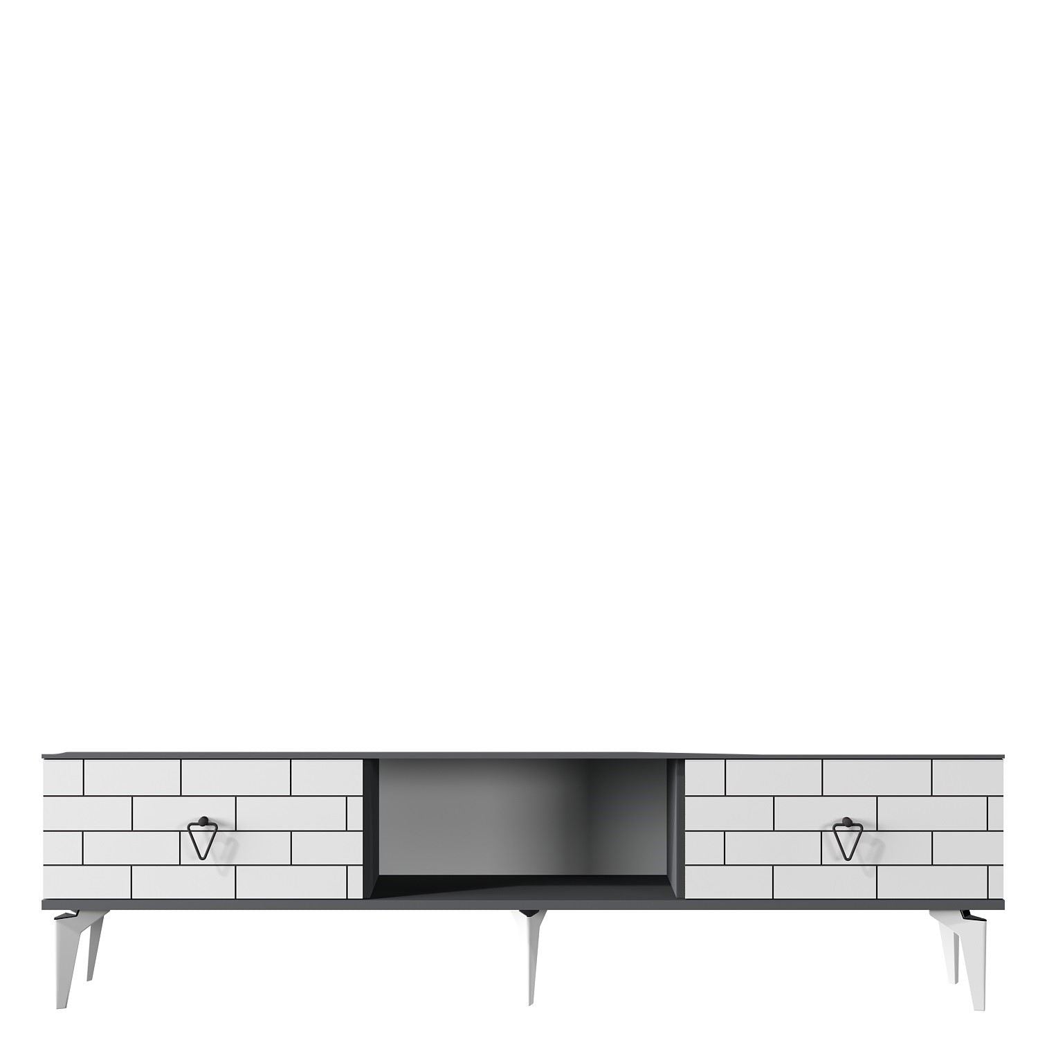 Móvel de TV – 150 cm x 44,6 cm x 29,6 cm – Antracite e Branco – Painel de partículas revestido a melamina