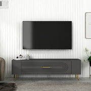 Móvel de TV – 120 cm x 48,2 cm x 26,4 cm – Antracite e Dourado – Painel de Partículas