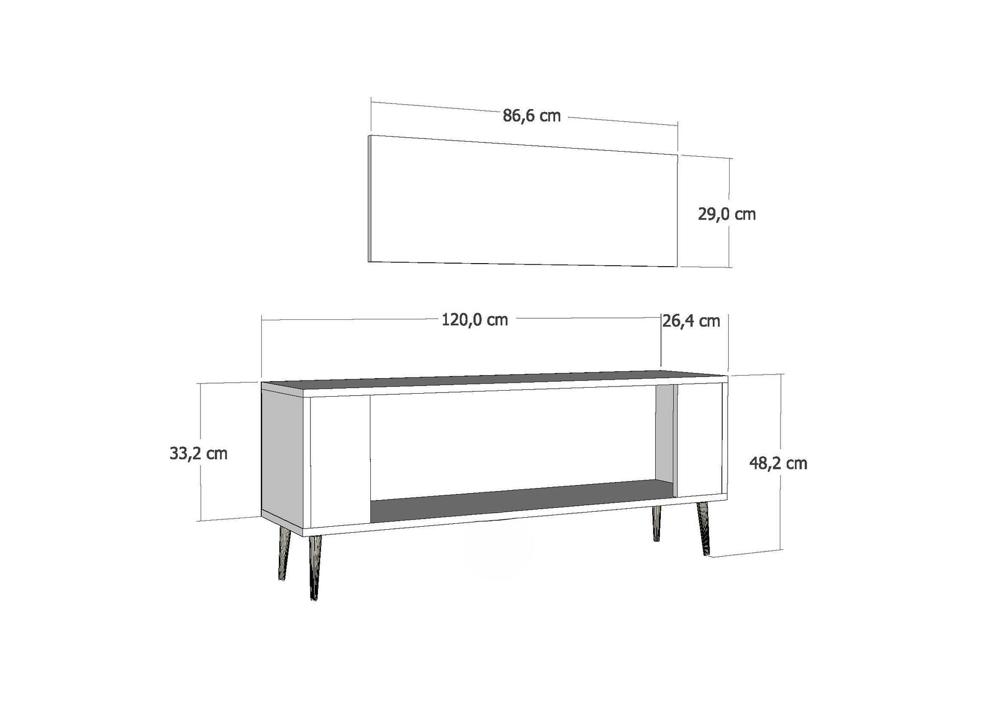 Móvel de TV – 120 cm – Antracite e Dourado – Painéis de Partículas Revestidos a Melamina