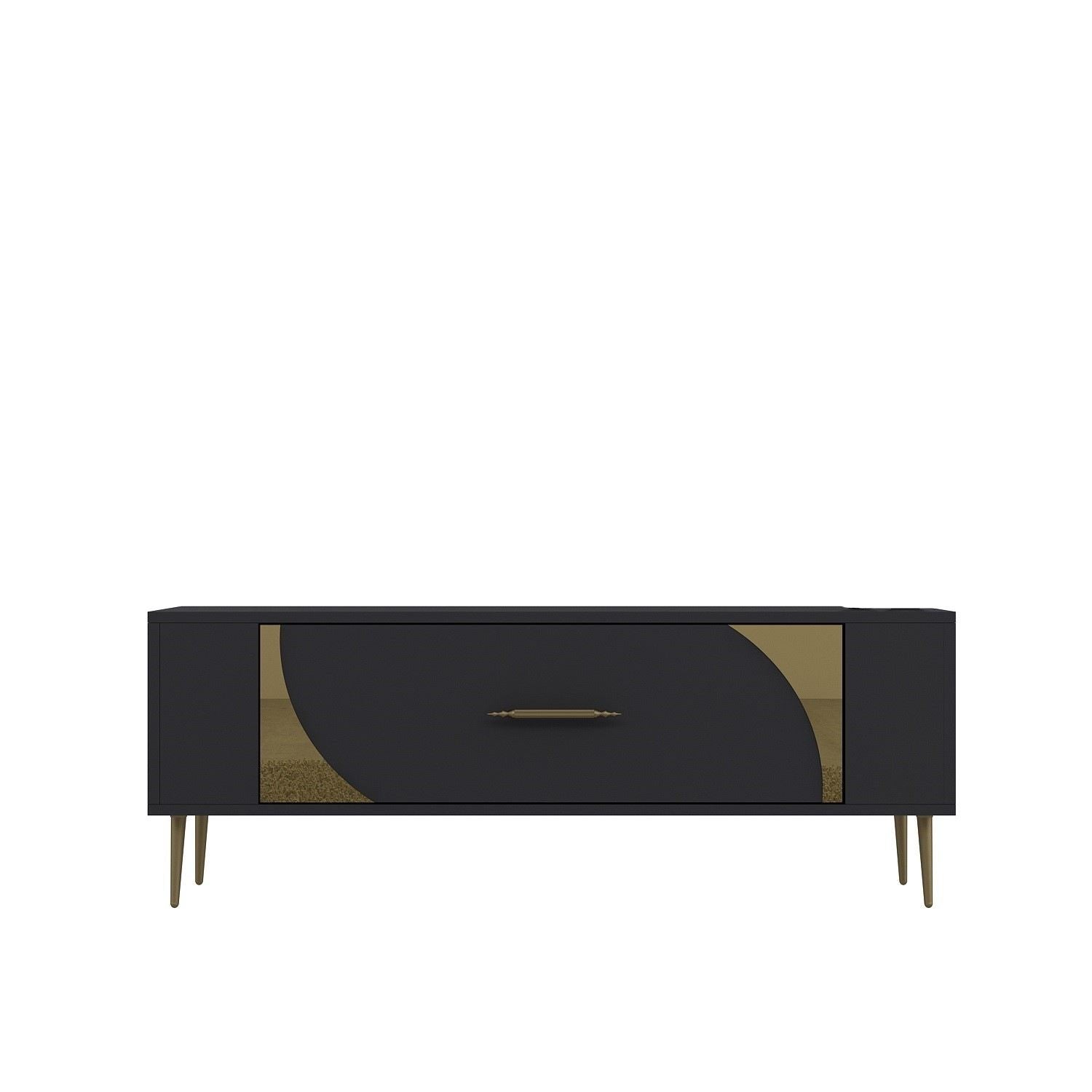 Móvel de TV – 120 cm x 48,2 cm x 26,4 cm – Antracite e Dourado – Painel de partículas revestido a melamina