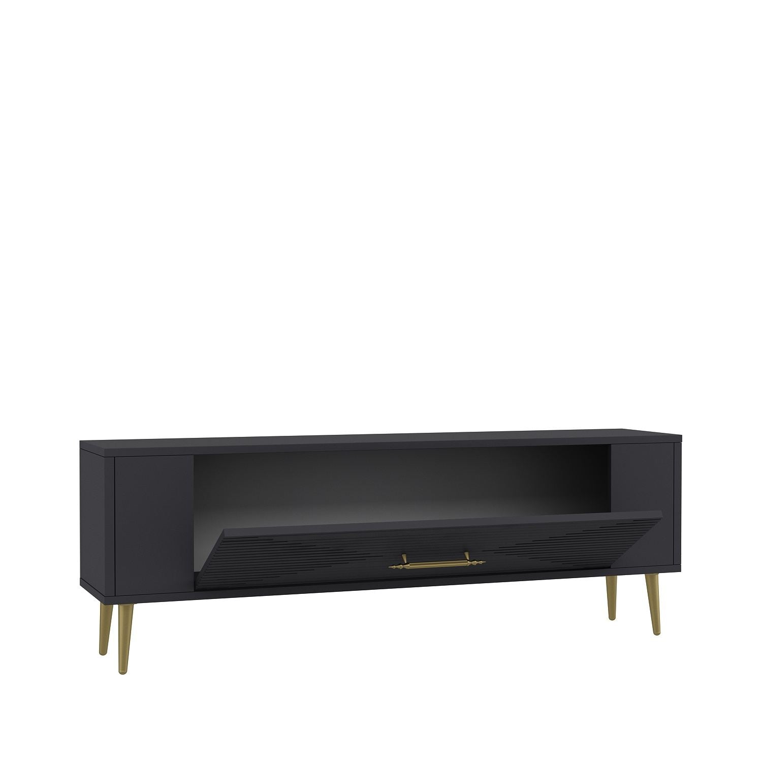 Móvel de TV – 120 cm x 48.2 cm x 26.4 cm – Antracite e Dourado – Painel de Partículas