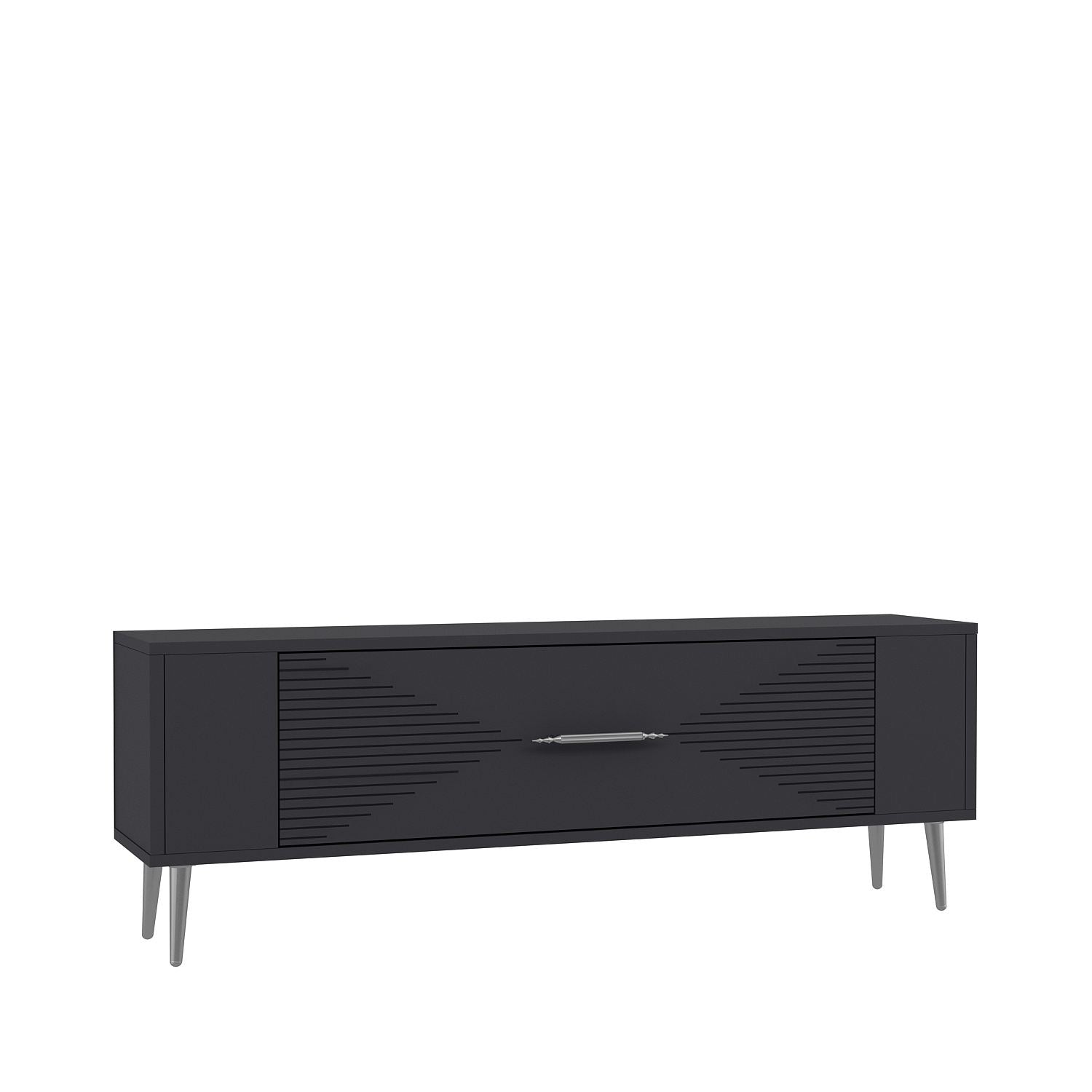 Móvel de TV – 120 cm x 48,2 cm x 26,4 cm – Antracite e Prata – Painel de partículas revestido a melamina