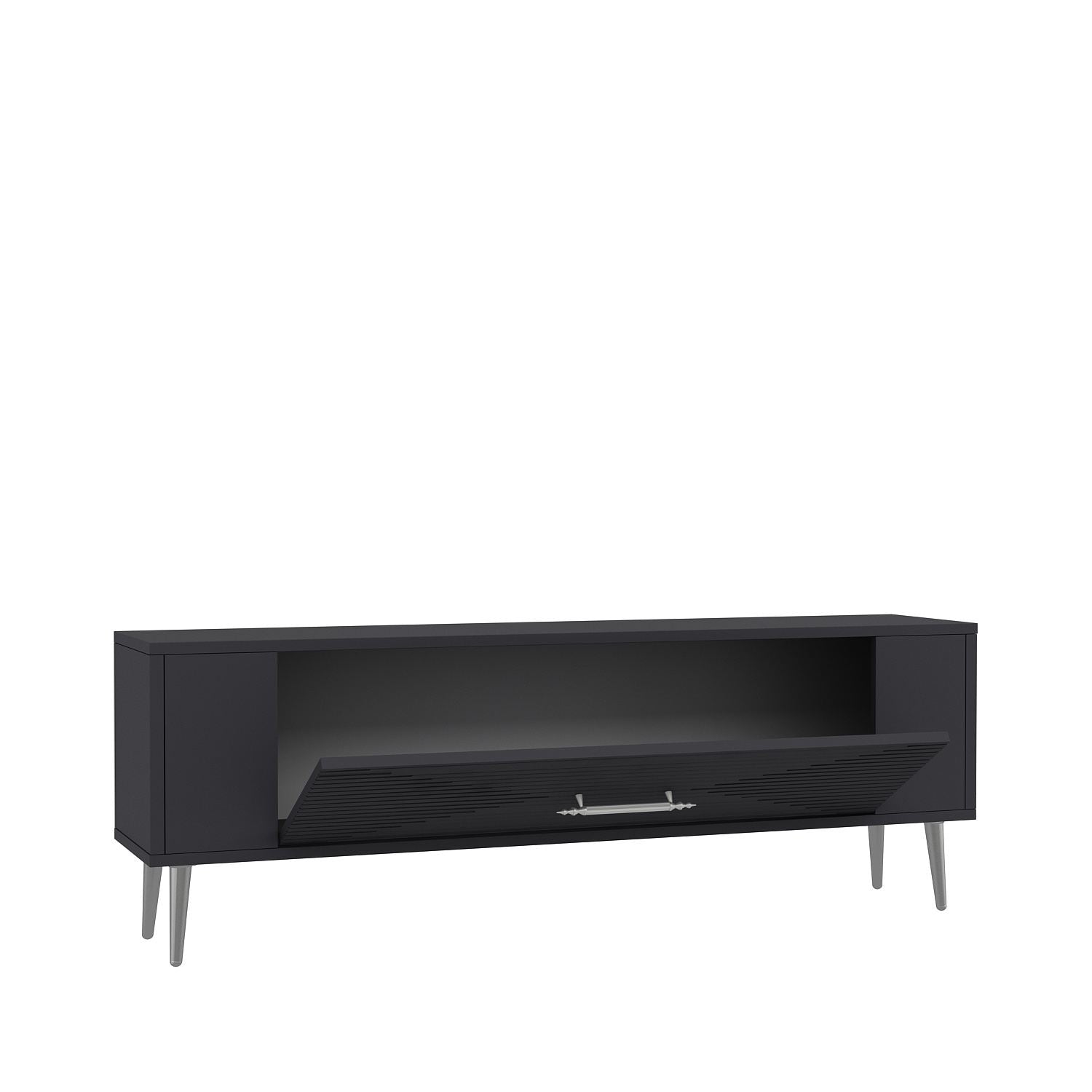 Móvel de TV – 120 cm x 48,2 cm x 26,4 cm – Antracite e Prata – Painel de partículas revestido a melamina