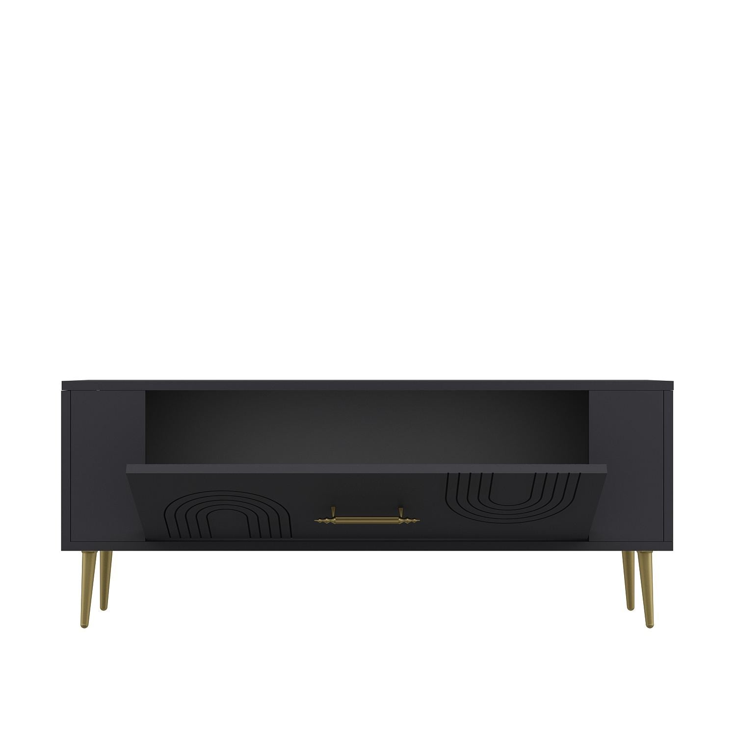 Móvel de TV – 120 cm x 48,2 cm x 26,4 cm – Antracite e Dourado – Painéis de Partículas