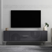 Móvel de TV – 120 cm x 48,2 cm x 26,4 cm – Antracite e Prata – Painel de partículas revestido a melamina