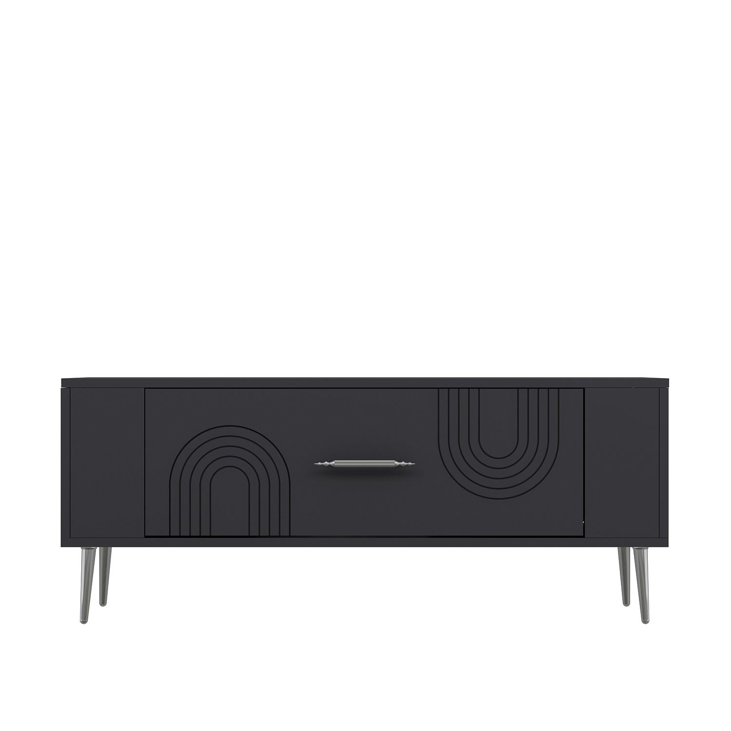 Móvel de TV – 120 cm x 48,2 cm x 26,4 cm – Antracite e Prata – Painel de partículas revestido a melamina