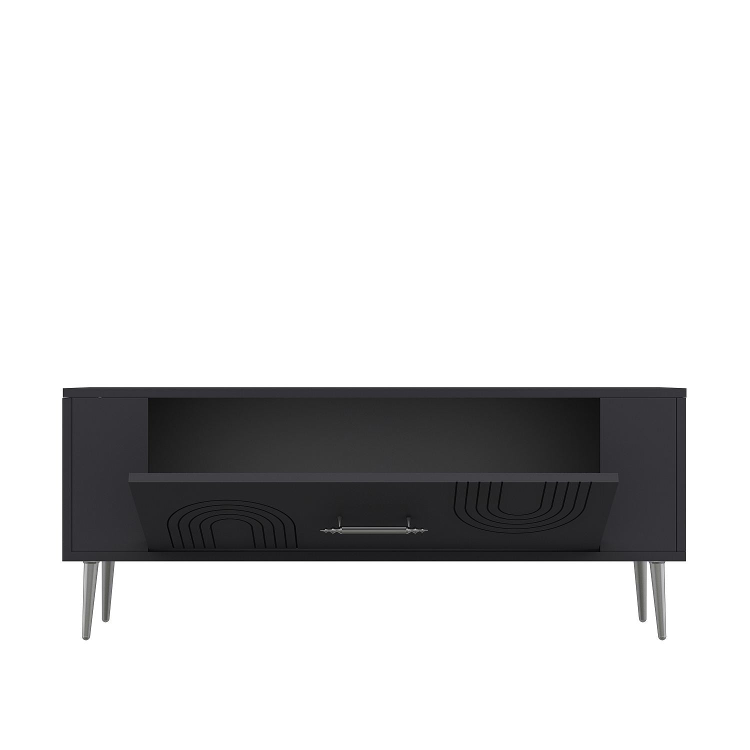 Móvel de TV – 120 cm x 48,2 cm x 26,4 cm – Antracite e Prata – Painel de partículas revestido a melamina