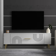 Móvel de TV – 120 cm x 48,2 cm x 26,4 cm – Branco e Dourado – Painéis de Partículas