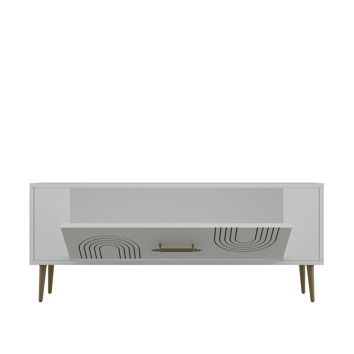 Móvel de TV – 120 cm x 48,2 cm x 26,4 cm – Branco e Dourado – Painéis de Partículas