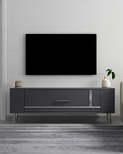 Móvel de TV – 120 cm x 48,2 cm x 26,4 cm – Antracite e Prata – Painéis de partículas revestidos a melamina