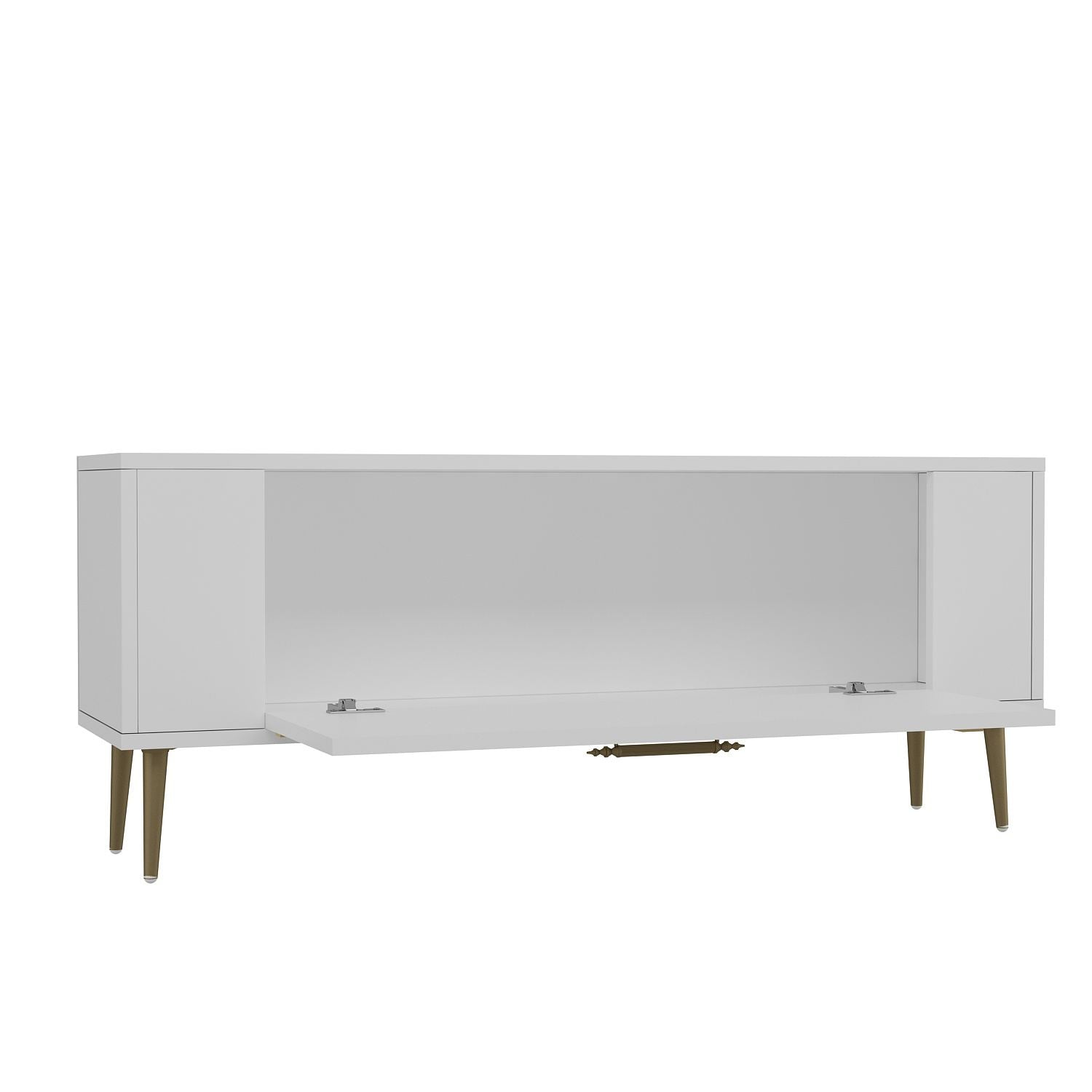 Móvel de TV – 120 cm x 48,2 cm x 26,4 cm – Branco e Dourado – Painel de Partículas