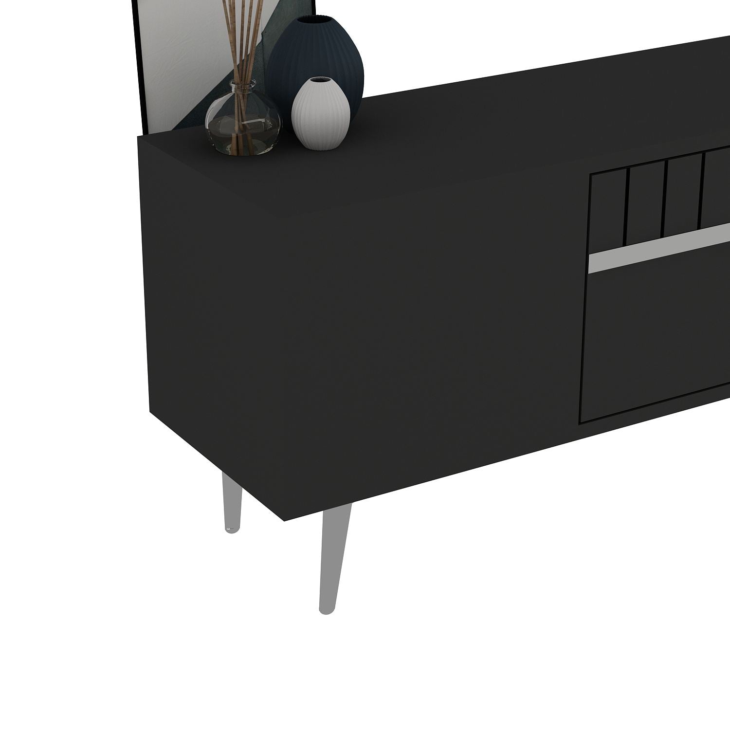 Móvel de TV – 150 cm x 48 cm x 29,6 cm – Antracite e Prata – Painel de Partículas