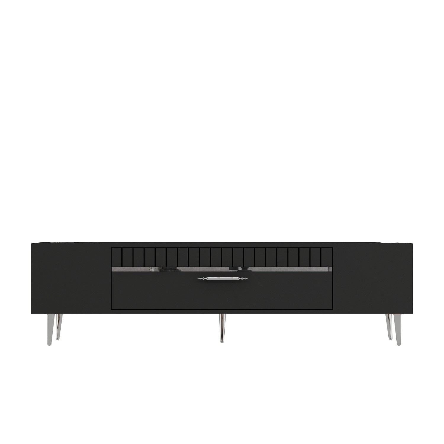 Móvel de TV – 150 cm x 48 cm x 29,6 cm – Antracite e Prata – Painel de Partículas