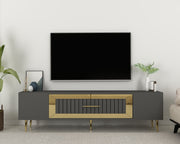 Móvel de TV – 150 cm x 48,2 cm x 29,6 cm – Antracite/Dourado – Painéis de partículas revestidos a melamina