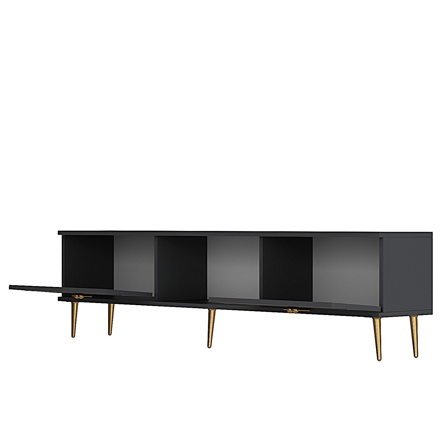 Móvel de TV – 150cm – Antracite e Ouro – MDF