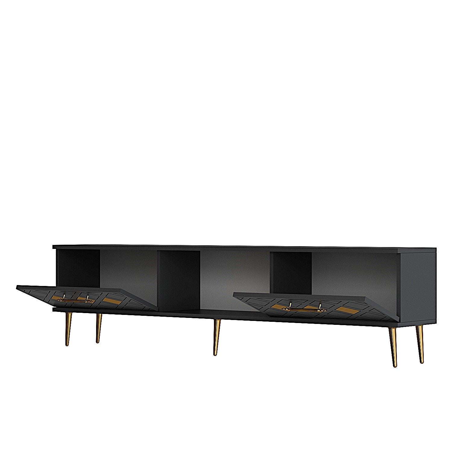 Móvel de TV – 150cm – Antracite e Ouro – MDF