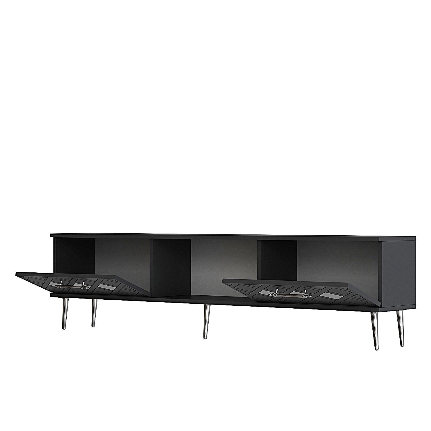 Móvel de TV – 150 cm x 40,6 cm x 29,6 cm – Antracite e Prata – Aglomerado revestido de melamina