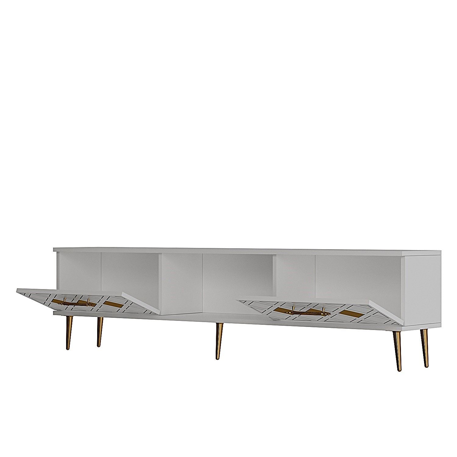 Móvel de TV – 150cm – Branco e Dourado – Aglomerado
