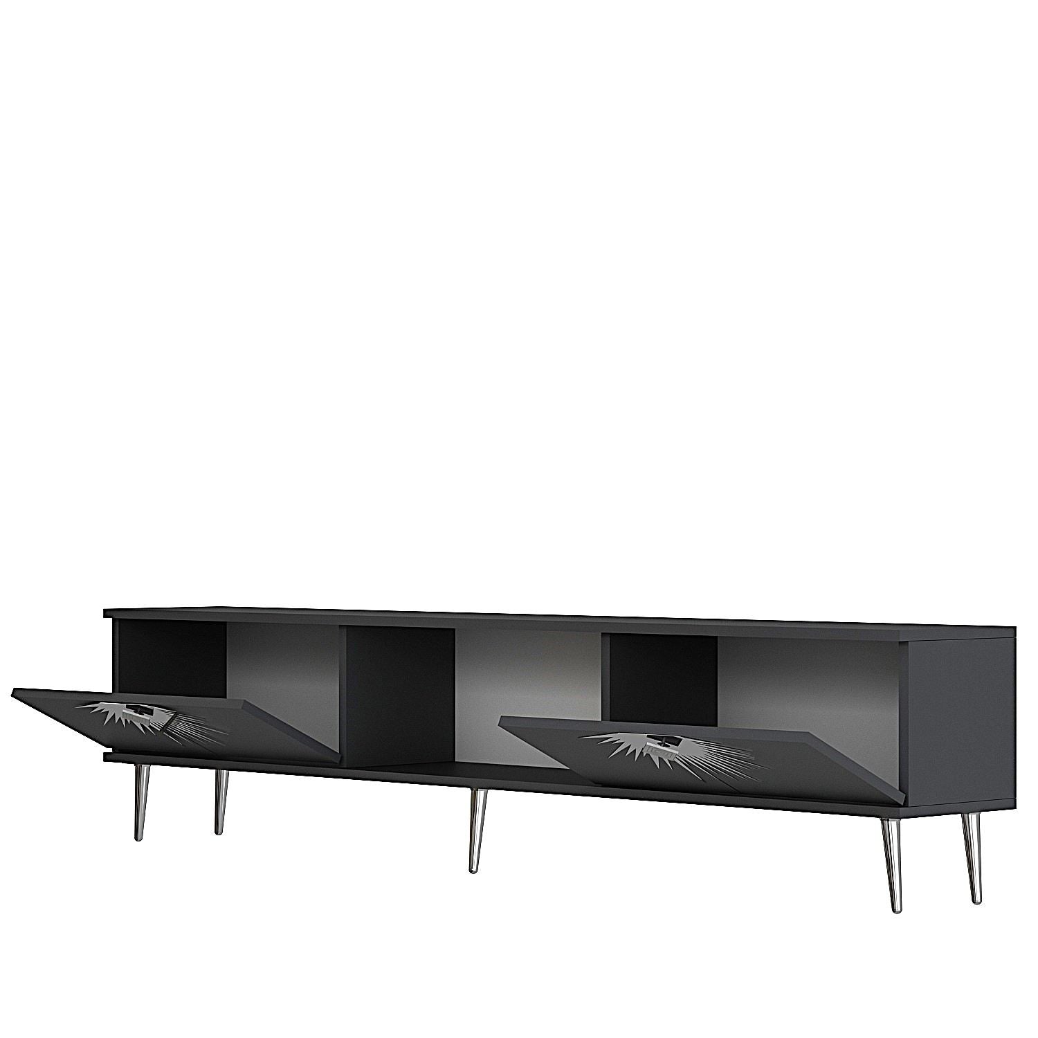 Móvel de TV – 150 cm x 40,6 cm x 29,6 cm – Antracite e Prata – Aglomerado